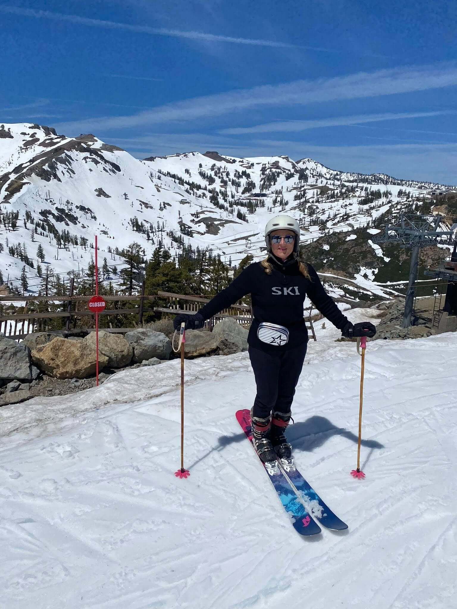 Jennifer Ryan skiing, representing her energetic approach to both work and life